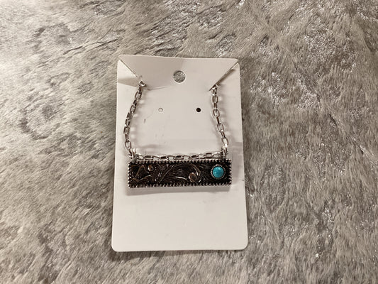 Silver bar w/turquoise necklace