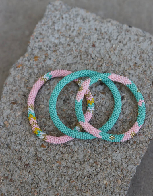 Pink Beaded Bracelet set of 3 TH