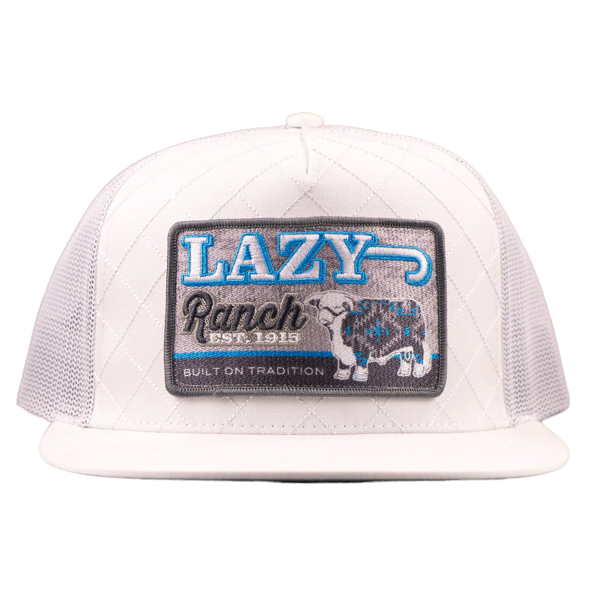 Lazy J Ranchwear Ice Blue & White Quilted Aztec Jughead Classic Trucker Hat