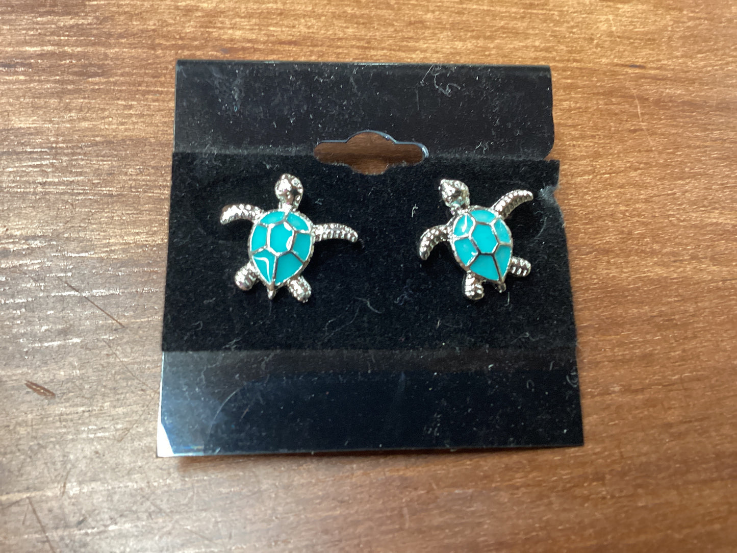 Silver/Turquoise Turtle Post Back Earrings