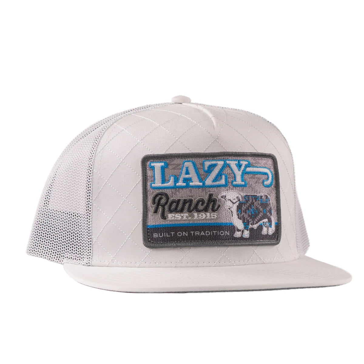 Lazy J Ranchwear Ice Blue & White Quilted Aztec Jughead Classic Trucker Hat