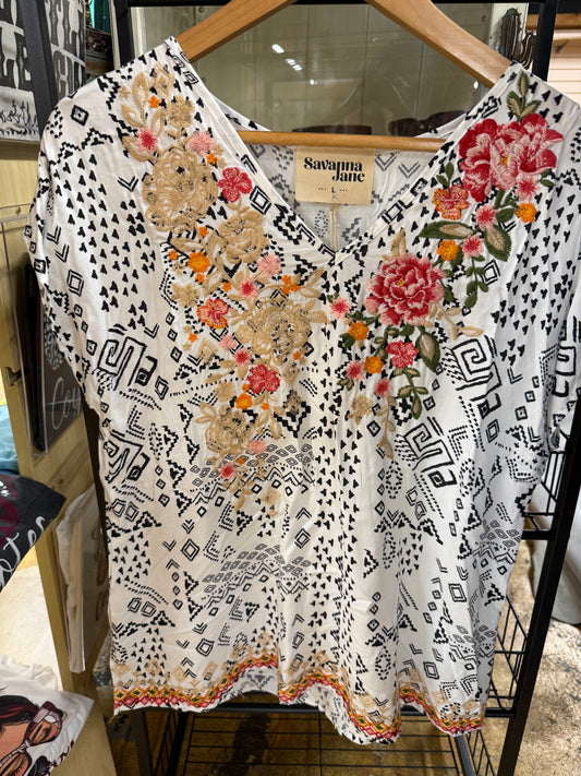 Black and white floral Savana Jane Top