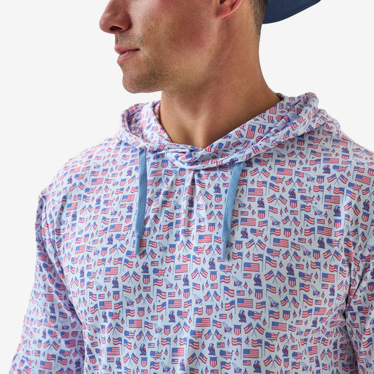 Old Glory Performance Hoodie with UPF 50 Protection Burlebo Tx/ Fl