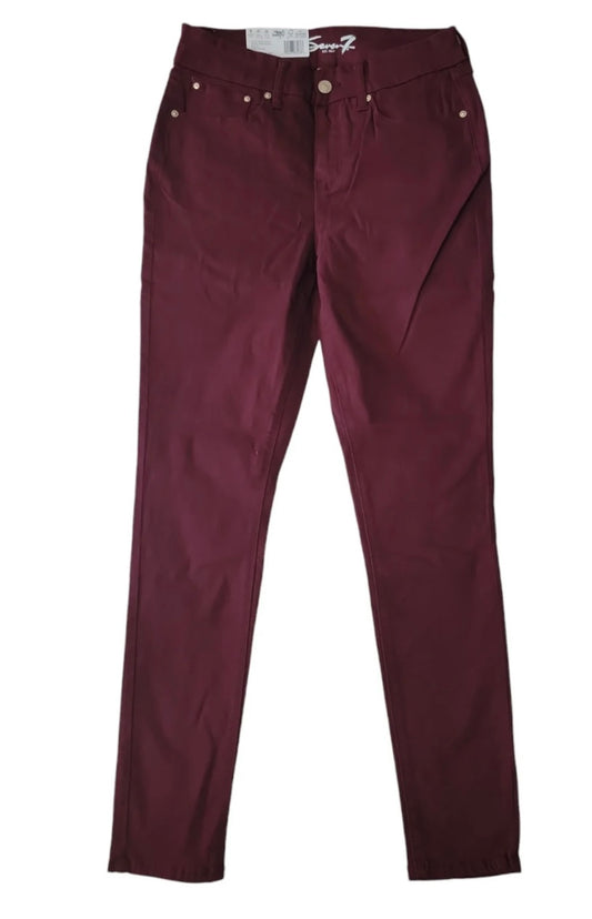 Seven7 High Rise Tummy Less Skinny Jean (Burgundy)