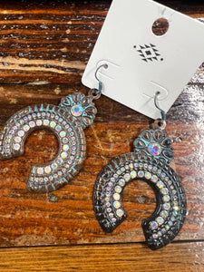 Large Patina Blinged Squash Earrings