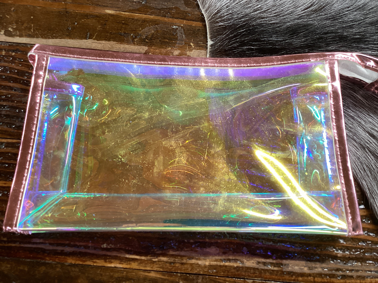 Translucent pink makeup bag