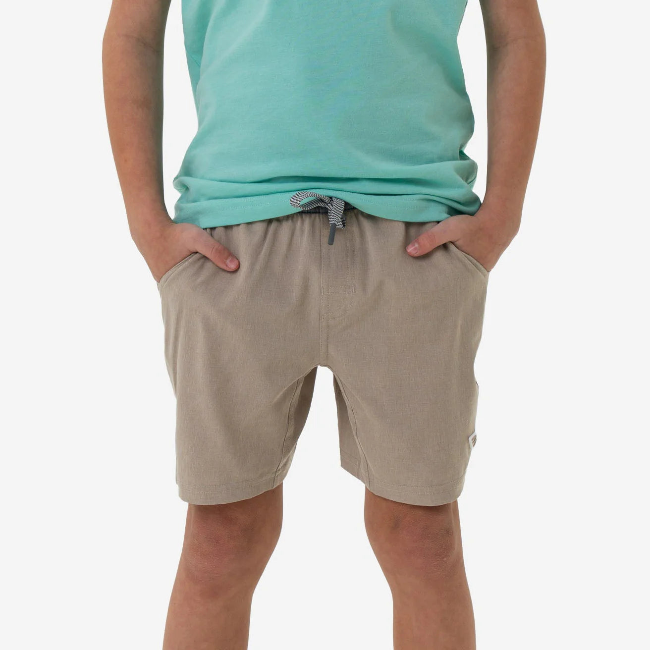 Heather Khaki Youth Athletic Shorts With Venado Camo Pocket Burlebo Y-AS-K-VENC
