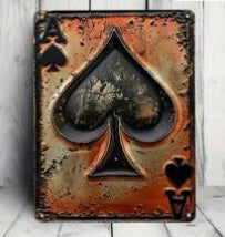 Aces Rustic Metal Wall Plaque