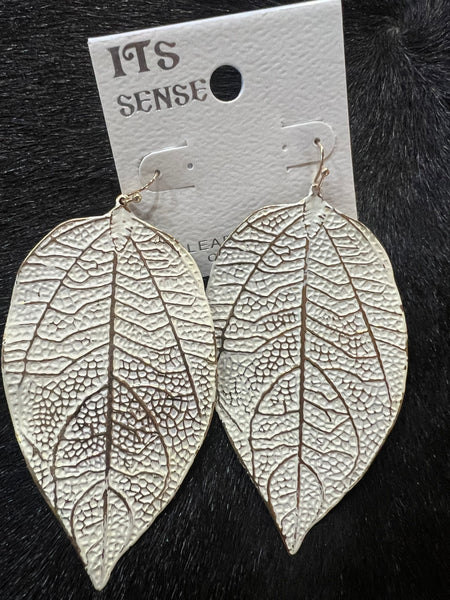 Large Leaf Metal Earrings (Multi Color) Ace