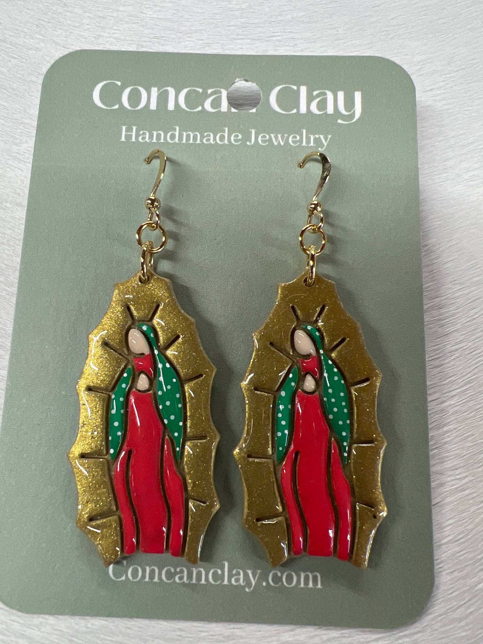 Lady of Guadalupe Clay Handpainted Earrings