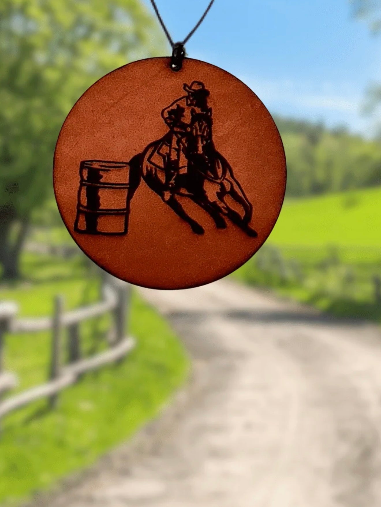 Barrel Racer Leather Car Freshie DRF