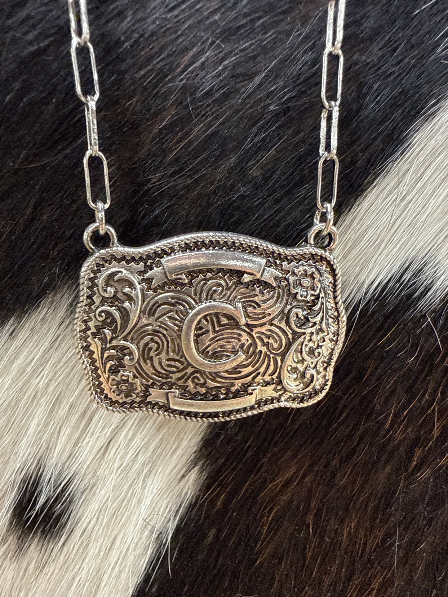 Initial Buckle Style Necklace Tipi