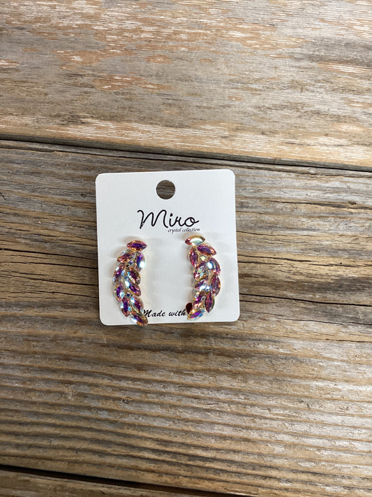 rhinestone dangle leftcutter earrings