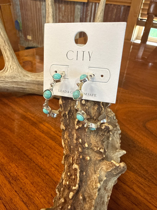 Turquoise City Hoop Earrings
