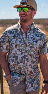 Cotton Twill Button Up Short Sleeve Driftwood Camo