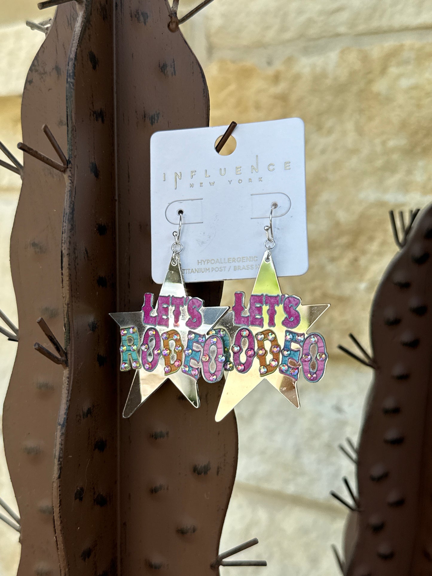 Mirrored Let’s Rodeo Star Earrings