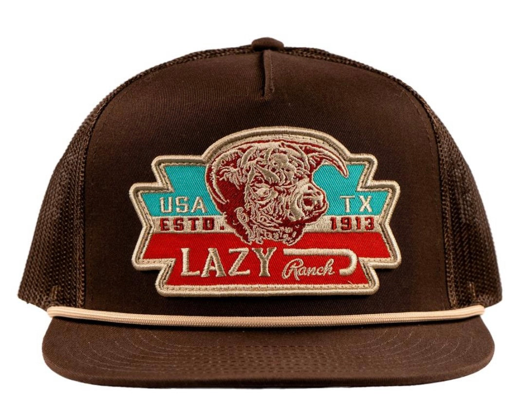 LAZY J RANCH BROWN EL RANCHO CLASSIC ROPE TRUCKER HAT