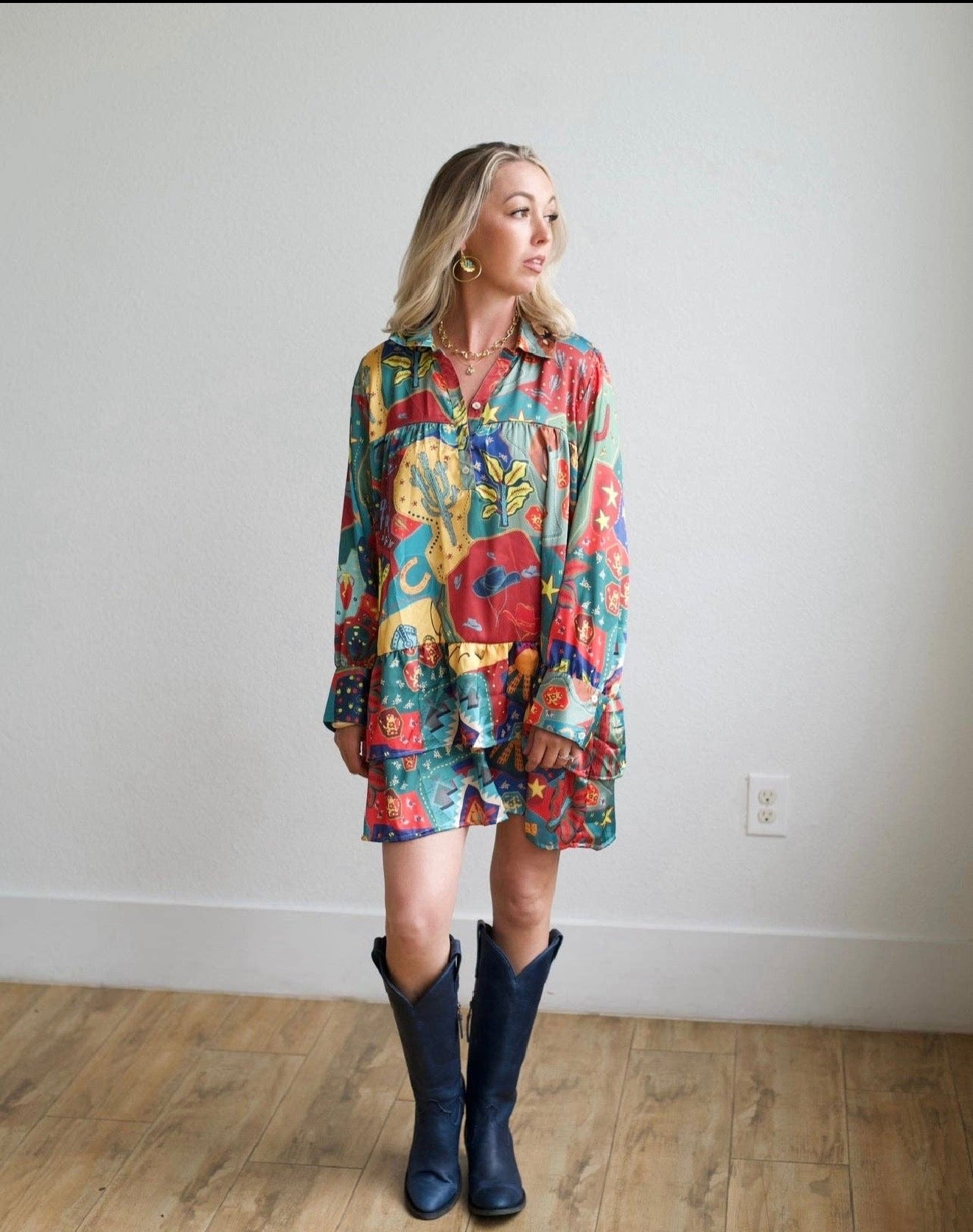 Cowboy Satin Western Dress TH