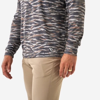 Tiger Stripe Wetland Camo Performance Hoodie with SPF 50 UPV Protection Burlebo Tx/ Fl PH-TSC-WET