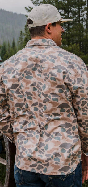 Cotton Twill Burlebo Long Sleeve Button Up Shirt Pintail Camo