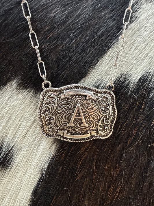 Initial Buckle Style Necklace Tipi