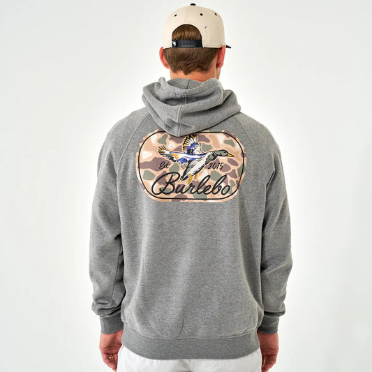 Ducks Flying In Heather Grey Fleece Hoodie Burlebo