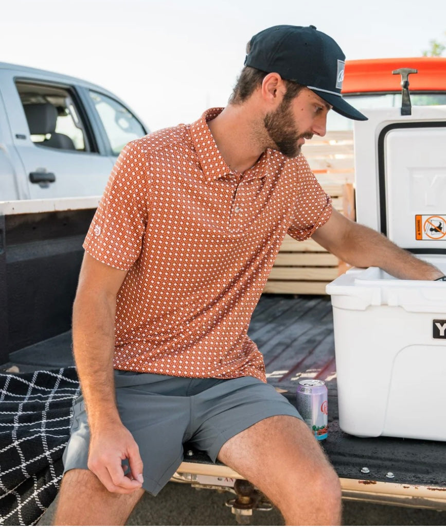 Texas Orange & White Performance Polo Burlebo