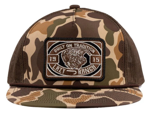 Lazy J Ranchwear Camo & Brown Drive Line Classic Rope Trucker Hat