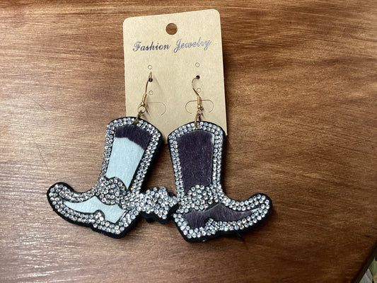 Fabric cowboy boots w/rhinestones
