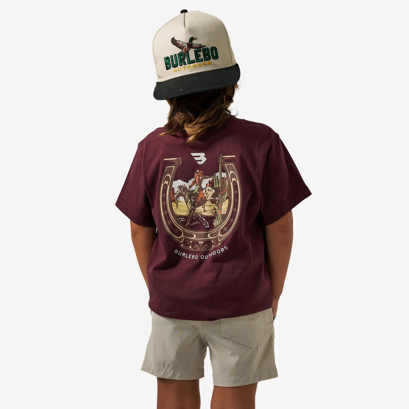 Youth Horseshoe Maroon Burlebo Short Sleeve T Shirt Y-SST-HORS-MAR  Fl