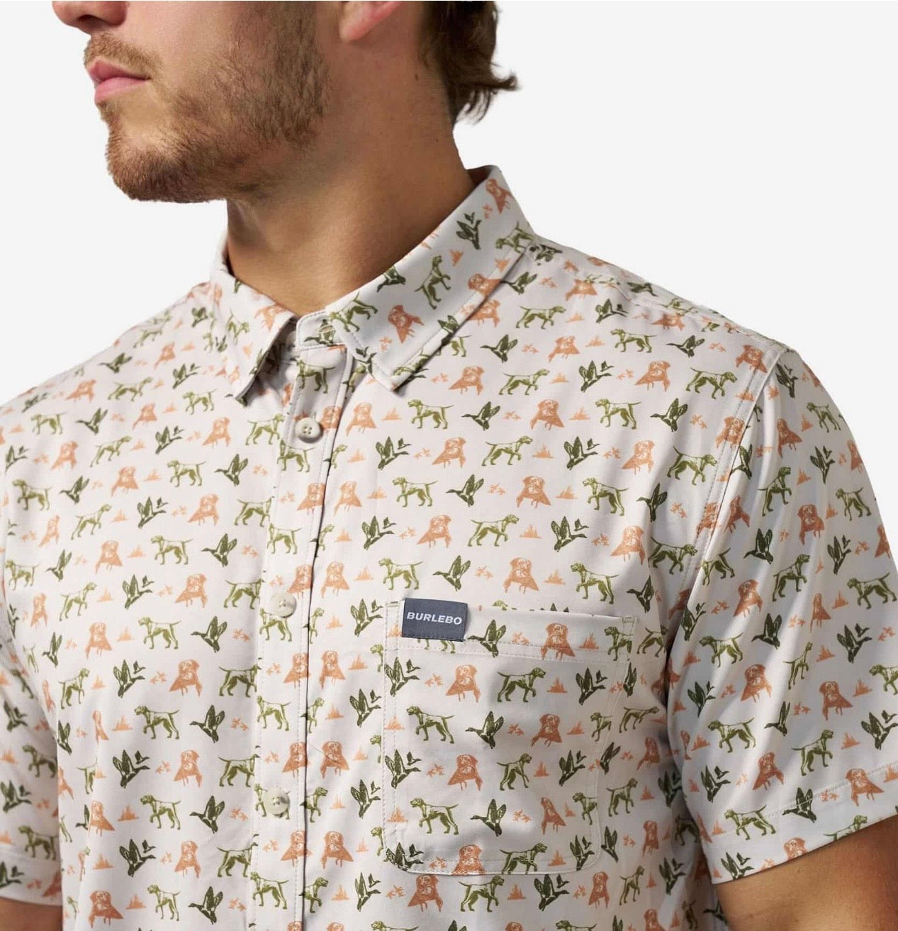 MALLARD DUCK DOG PERFORMANCE BUTTON UP Burlebo PBU-MDD Fl