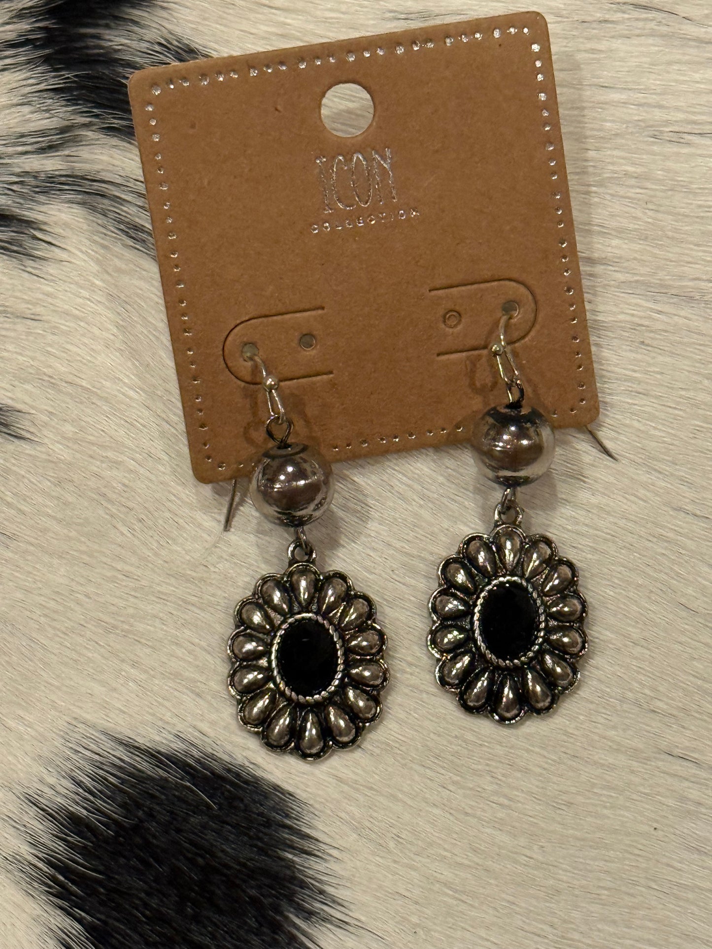Icon silver Dangle with Stone Earrings