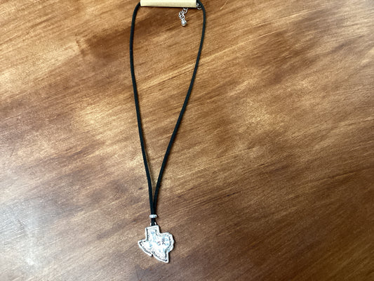 Silver Tx necklace on cord