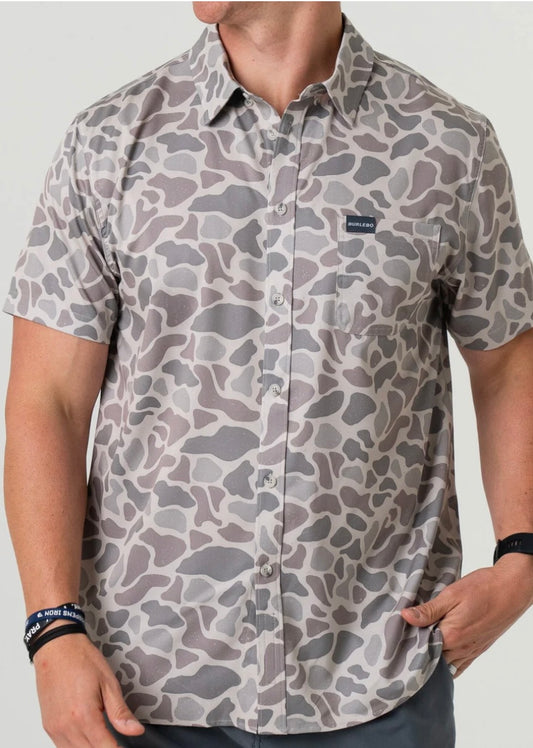 Classic Deer Camo Performance Button Up Shirt Burlebo
