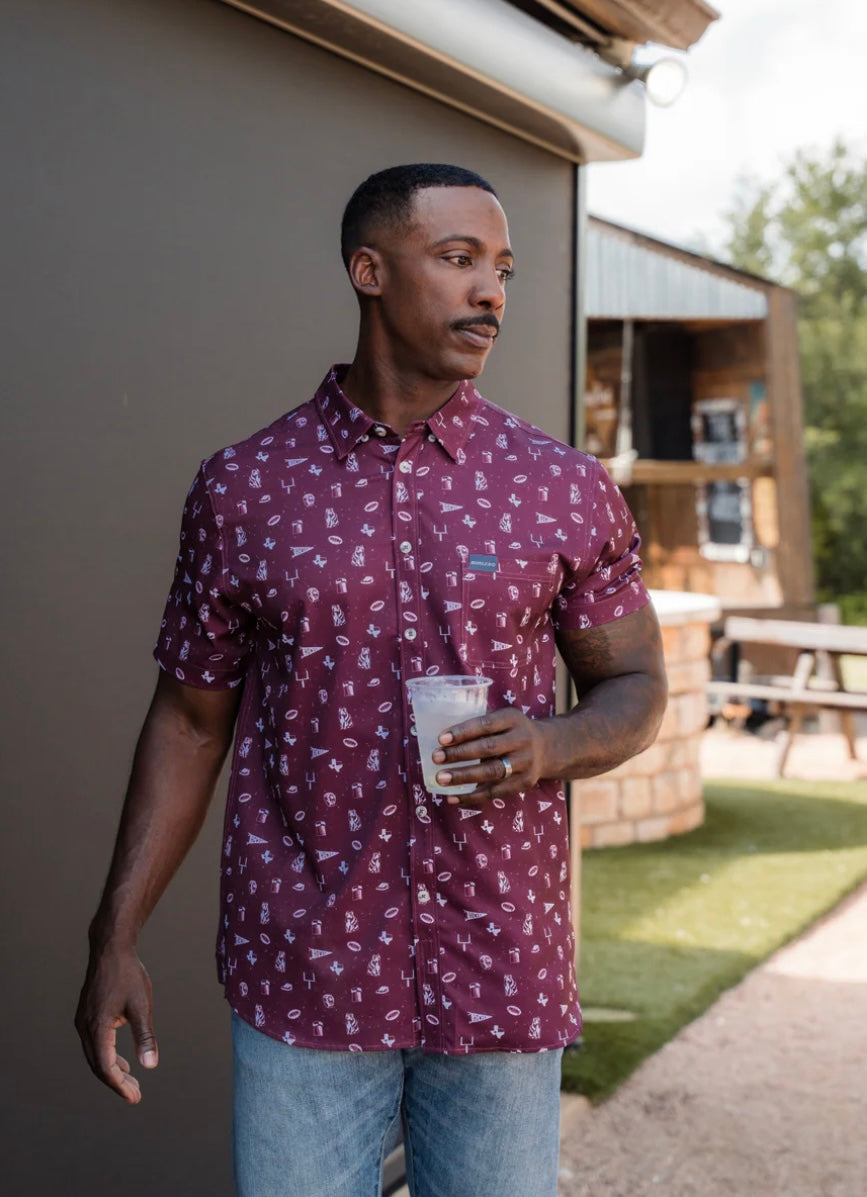 Game Day in College Station Performance Button Up Burlebo