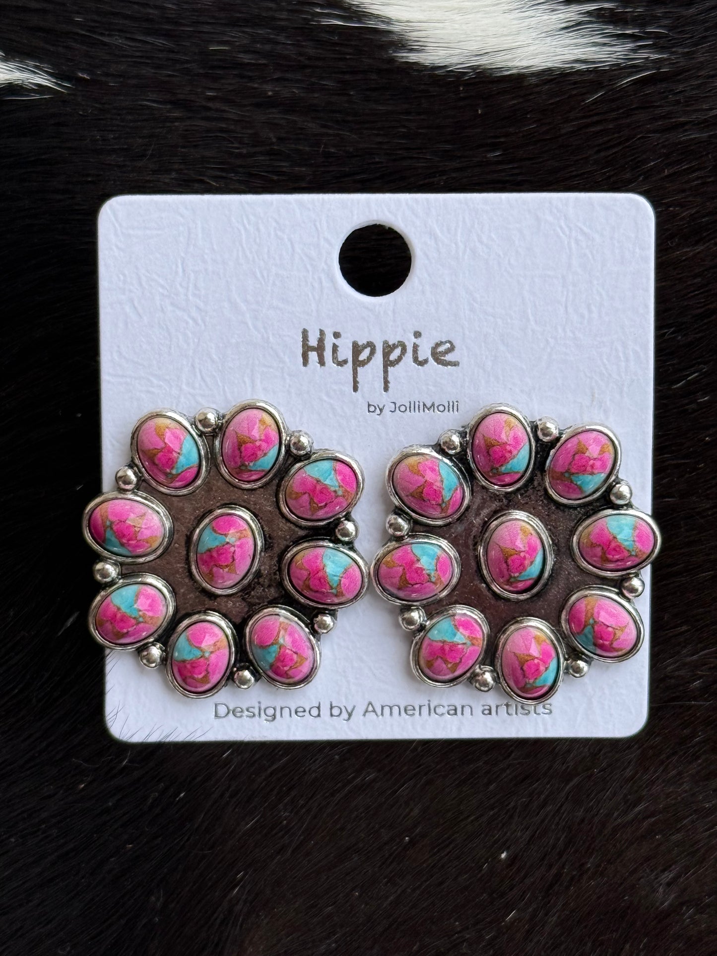 Pink Turquoise Western Earrings