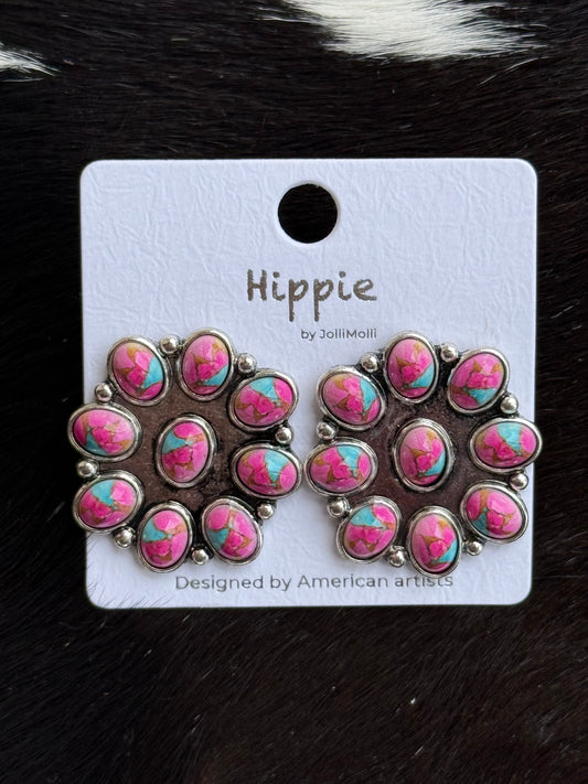 Pink Turquoise Western Earrings