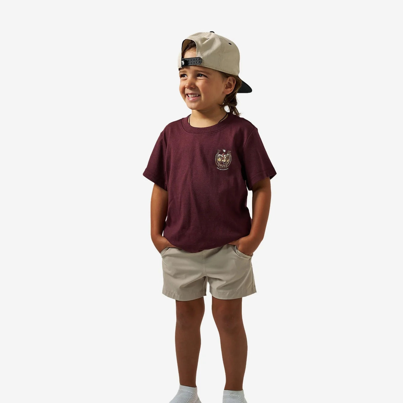 Youth Horseshoe Maroon Burlebo Short Sleeve T Shirt Y-SST-HORS-MAR  Fl
