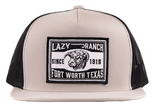 LAZY J RANCH SILVER GREY & BLACK FORT WORTH CLASSIC ROPE TRUCKER HAT