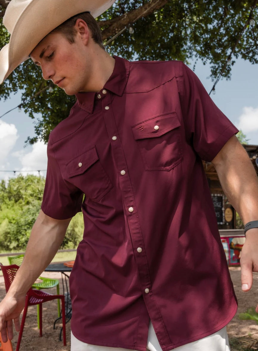 Maroon Western Performance Shirt Burlebo