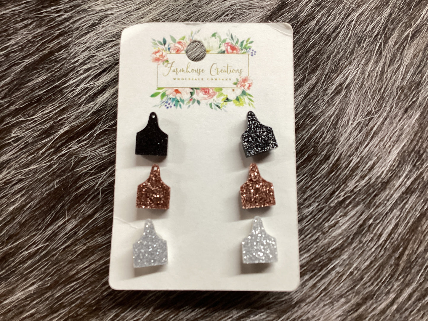 Triple Cow Tag Acrylic Earrings