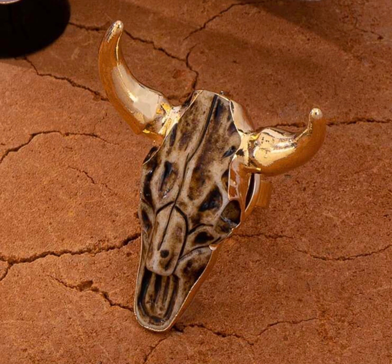Bull Skull Adjustable Ring