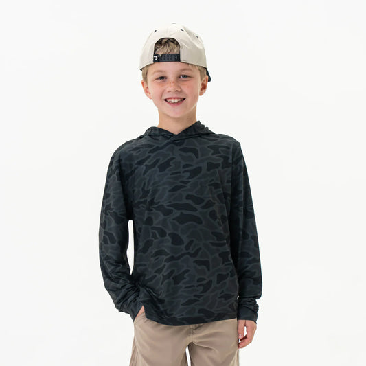 Black Camo Yourh Performance Hoodie UPF 50 Sun Protection Fl Y-PH-BLKC