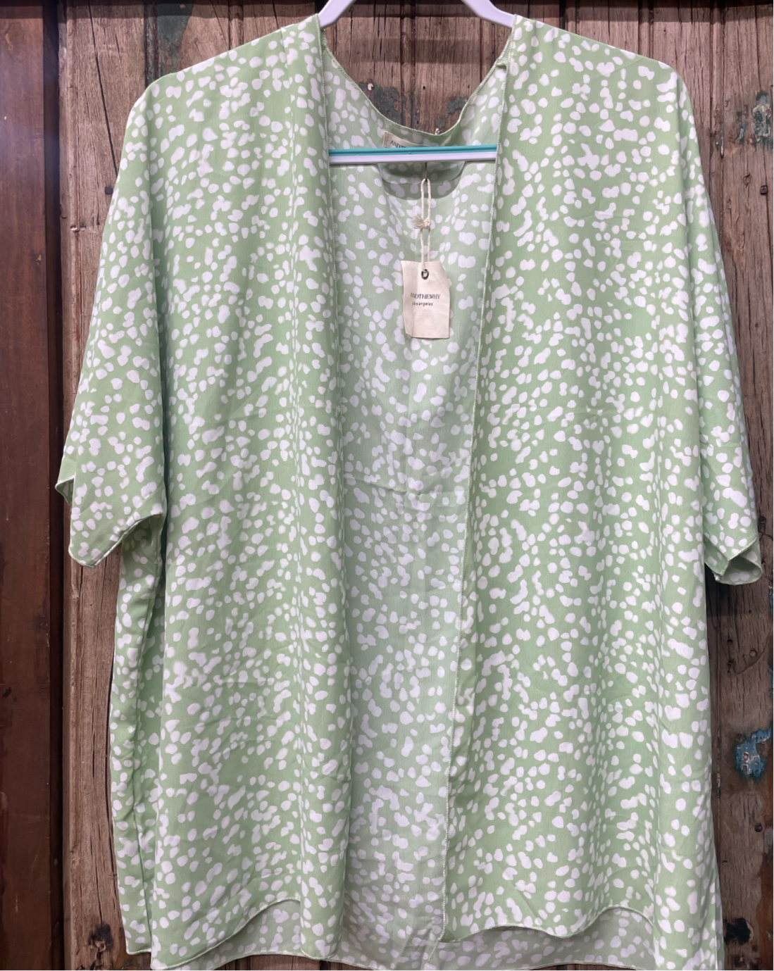 Green And White Short Kimono
