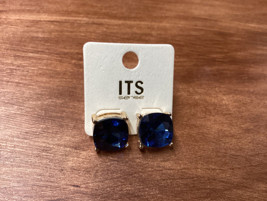 IT’S Sense square dark blue earrings
