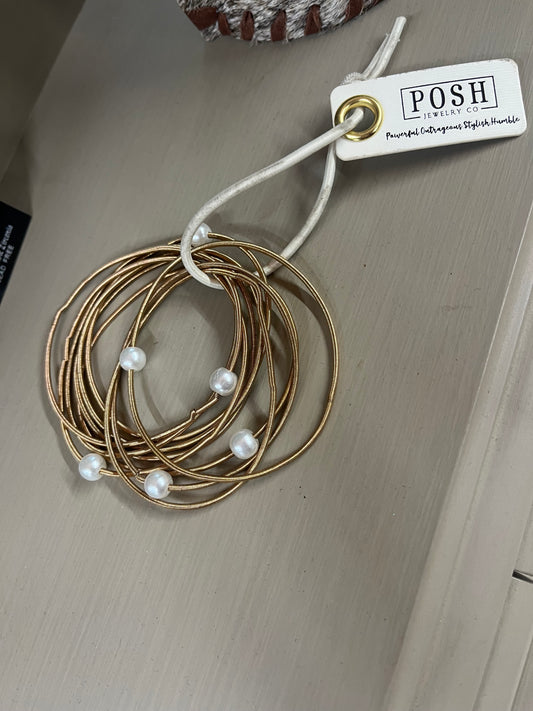 10 Stack Gold Peral Bracelets