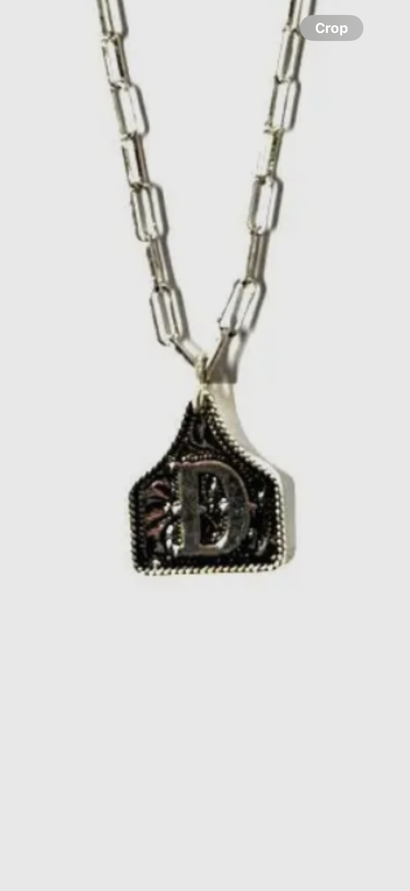 Tooled Cattle Tag Initial necklace