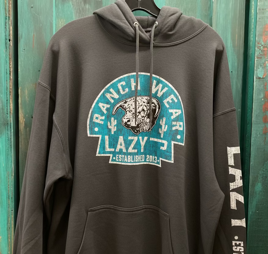 Lazy J Gray Ranch Wear Hoodie