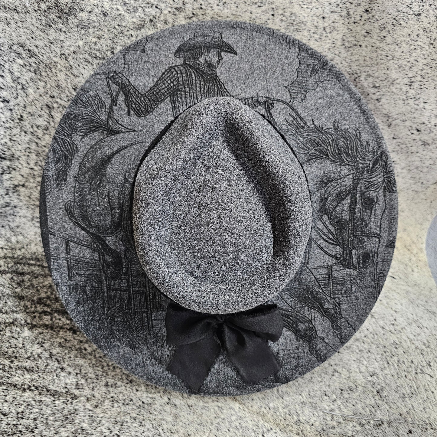 Laser Engraved Cowboy Hat – Bronc Rider Design