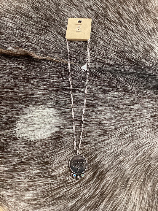 Boot Design Silver and Iridescent Gem TIPI Necklace